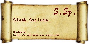 Sivák Szilvia névjegykártya